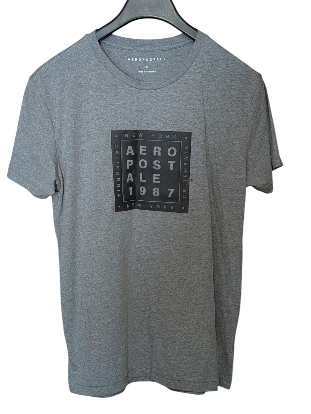 Aeropostale Big Box Logo Graphic Tee Gray Size Medium